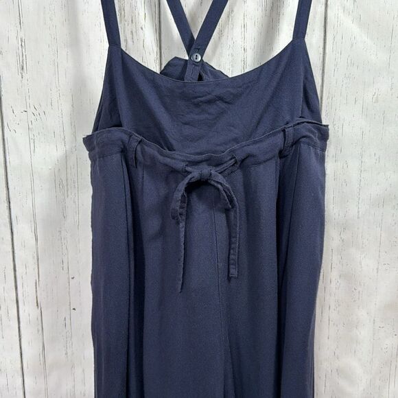 Niko And ... Navy Blue Wide Leg Pockets Womens Summer Jumpsuit - Picture 5 of 14